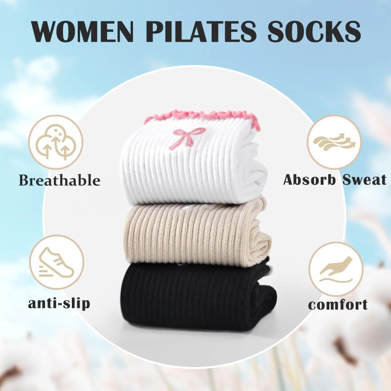 Yoga And Fitness - Professional Yoga Socks, Cotton Strap Silicone