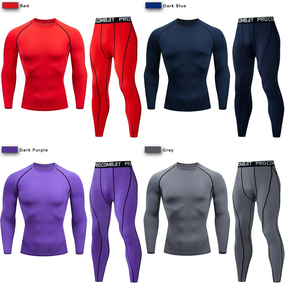 Yoga Fitness Kit - 2pcs Men's Compression Sportswear Suit Elastic